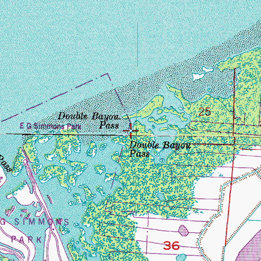 Topographic Map of Double Bayou Pass, FL