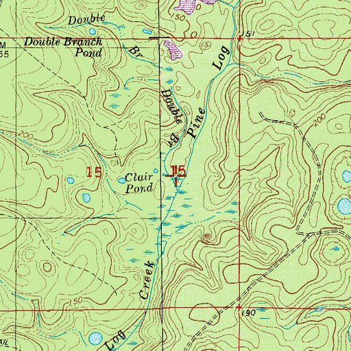 Topographic Map of Double Branch, FL
