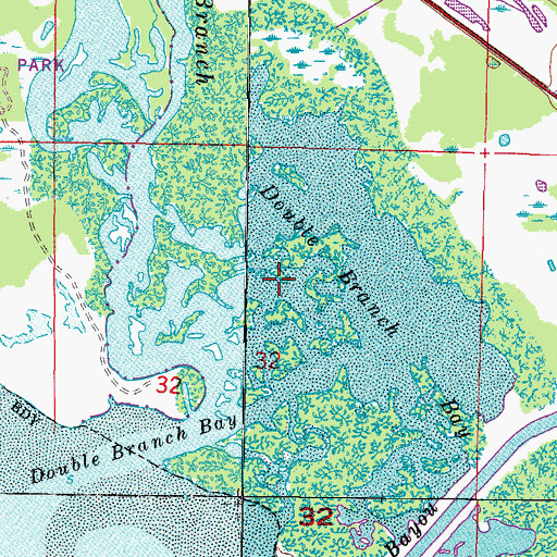 Topographic Map of Double Branch Bay, FL