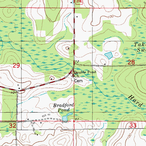 Topographic Map of Double Pond Church, FL