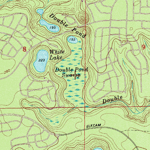 Topographic Map of Double Pond Swamp, FL