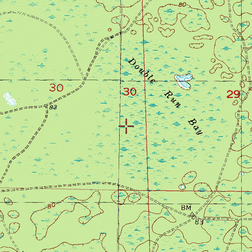 Topographic Map of Double Run Bay, FL