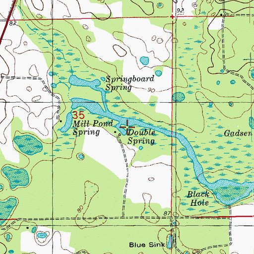 Topographic Map of Double Spring, FL
