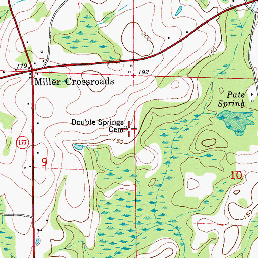 Topographic Map of Double Springs Cemetery, FL