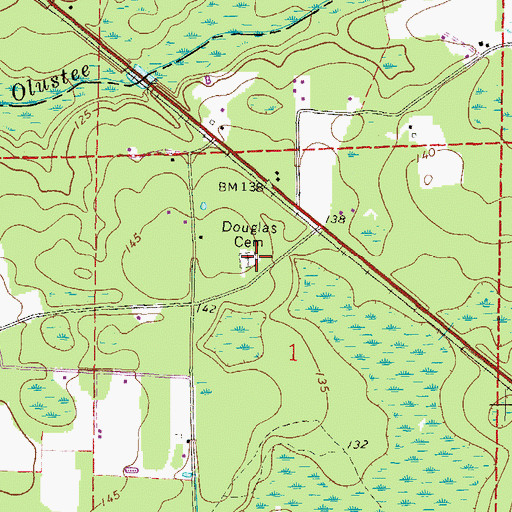 Topographic Map of Douglas Cemetery, FL