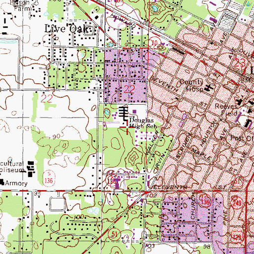 Topographic Map of Douglas High School, FL