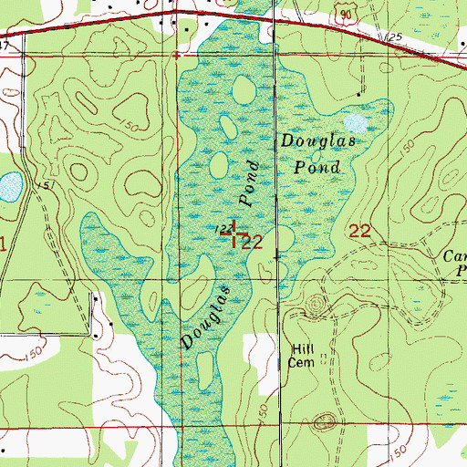 Topographic Map of Douglas Pond, FL