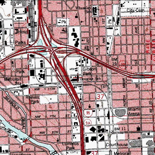 Topographic Map of Douglas School, FL