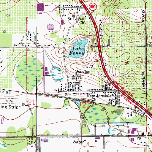 Topographic Map of Douglas School, FL