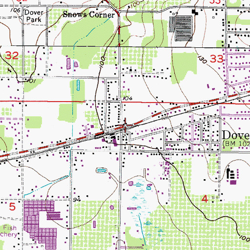 Topographic Map of Dover, FL