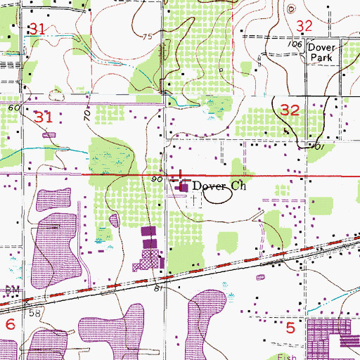 Topographic Map of Dover Church, FL