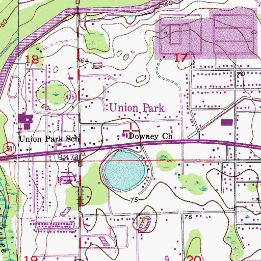 Topographic Map of Downey Church, FL