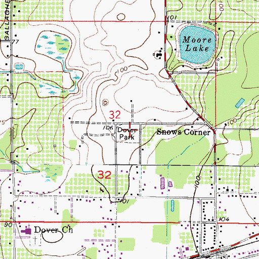 Topographic Map of Doyer Park, FL