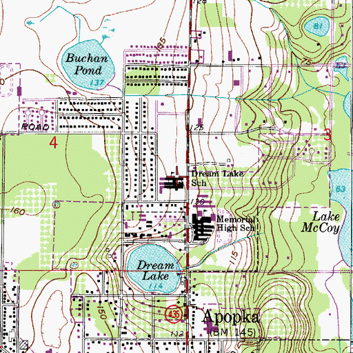 Topographic Map of Dream Lake School, FL