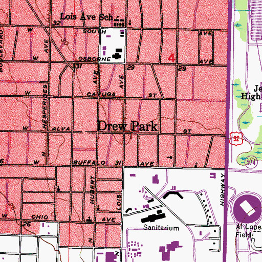 Topographic Map of Drew Park, FL