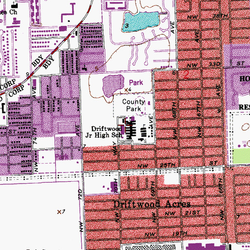 Topographic Map of Driftwood Middle School, FL
