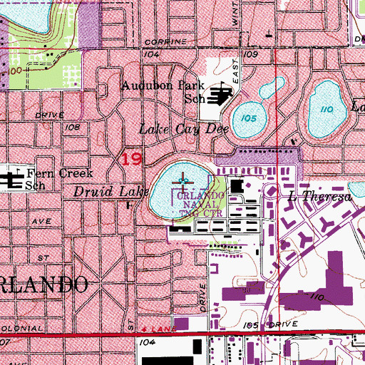 Topographic Map of Druid Lake, FL