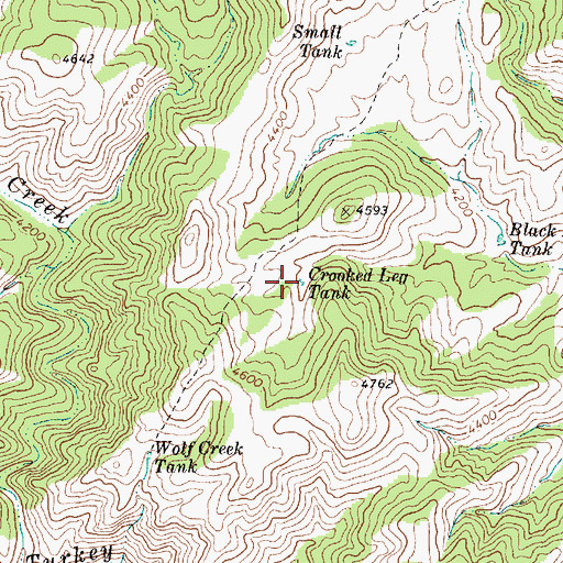 Topographic Map of Crooked Leg Tank, AZ