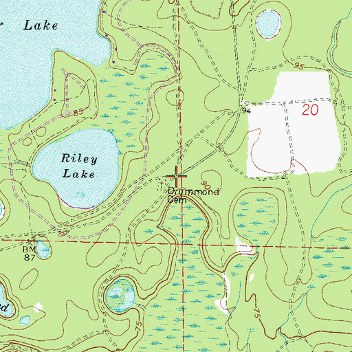 Topographic Map of Drummond Cemetery, FL