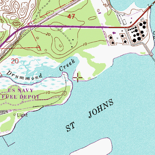 Topographic Map of Drummond Creek, FL