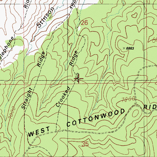Topographic Map of Crooked Ridge, AZ