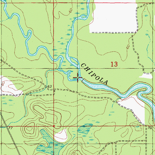 Topographic Map of Dry Creek, FL