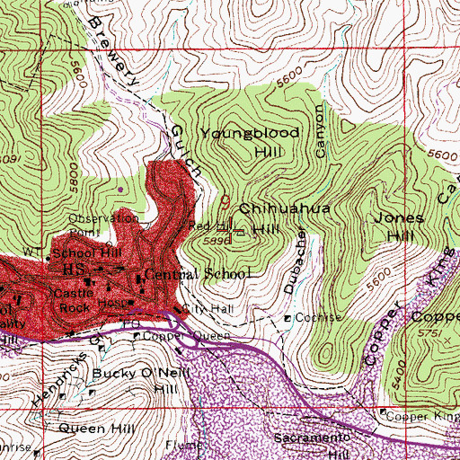 Topographic Map of Chihuahua Hill, AZ