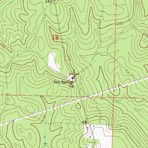 Topographic Map of Dry Springs Church, FL