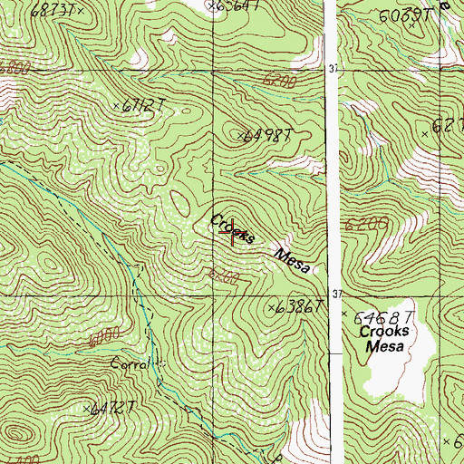 Topographic Map of Crooks Mesa, AZ