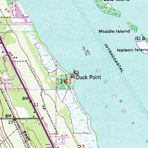 Topographic Map of Duck Point, FL