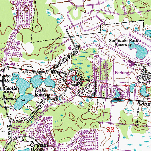 Topographic Map of Duck Pond, FL