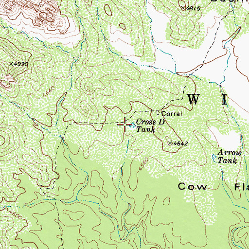 Topographic Map of Cross D Tank, AZ