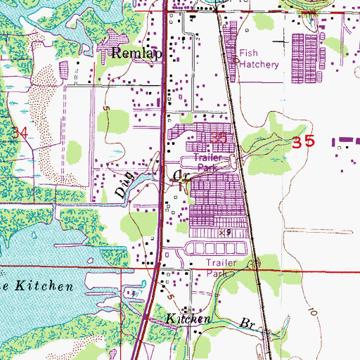 Topographic Map of Dug Creek, FL