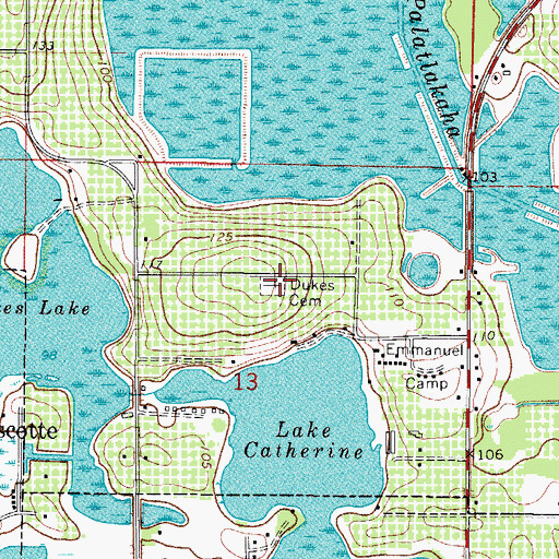 Topographic Map of Dukes Cemetery, FL