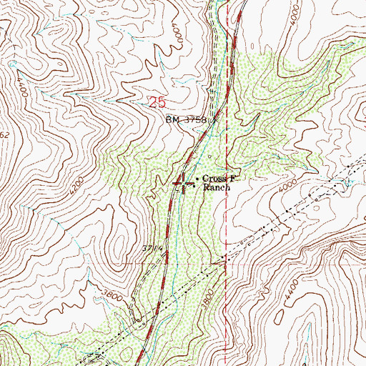 Topographic Map of Cross F Ranch, AZ
