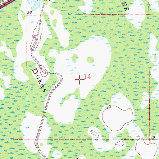 Topographic Map of Dukes Islands, FL