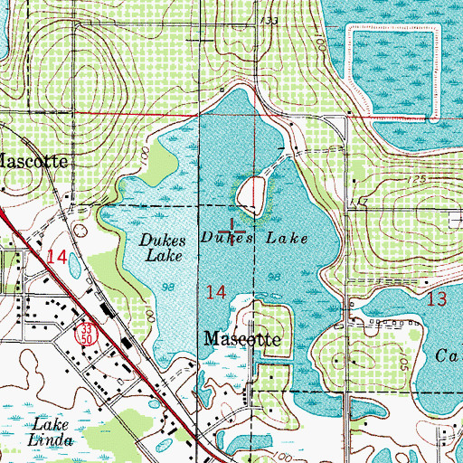 Topographic Map of Dukes Lake, FL