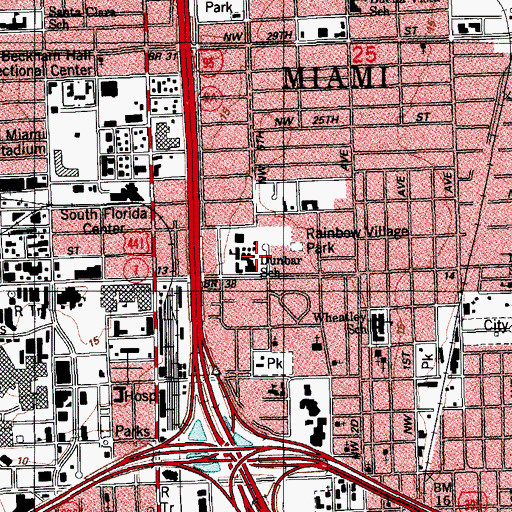 Topographic Map of Paul Laurence Dunbar K - 8 Center, FL