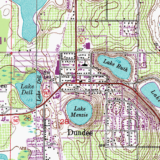 Topographic Map of Dundee, FL