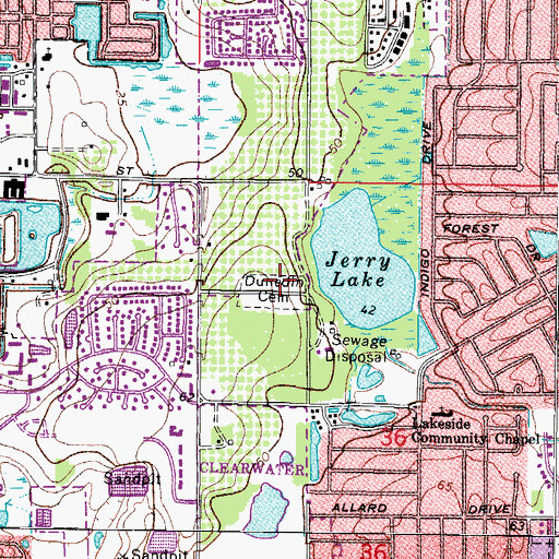 Topographic Map of Dunedin Cemetery, FL