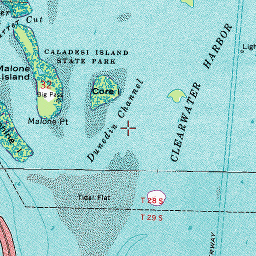 Topographic Map of Dunedin Channel, FL