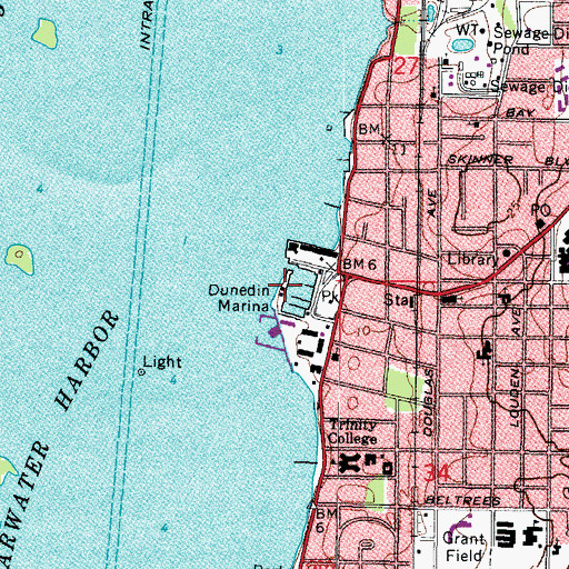 Topographic Map of Dunedin Marina, FL