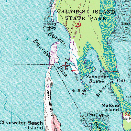 Topographic Map of Dunedin Pass, FL