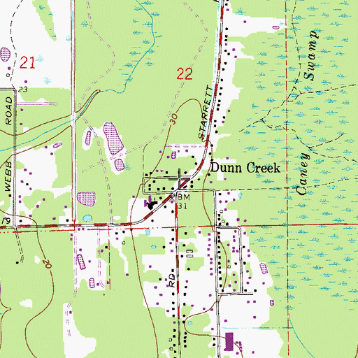 Topographic Map of Dunn Creek, FL