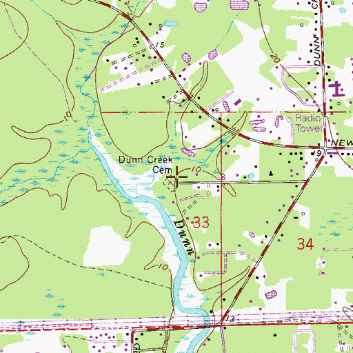 Topographic Map of Dunn Creek Cemetery, FL