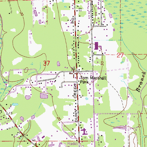 Topographic Map of Dunn Creek Park, FL