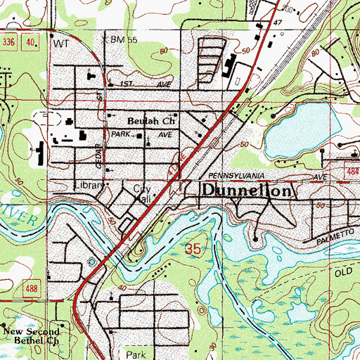 Topographic Map of Dunnellon, FL