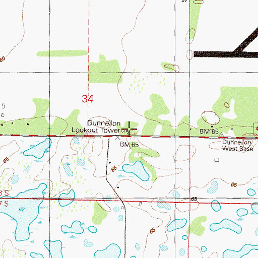 Topographic Map of Dunnellon Forestry Lookout Tower, FL