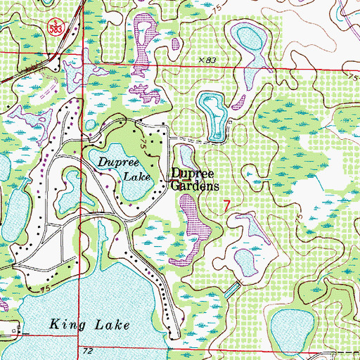 Topographic Map of Dupree Gardens, FL