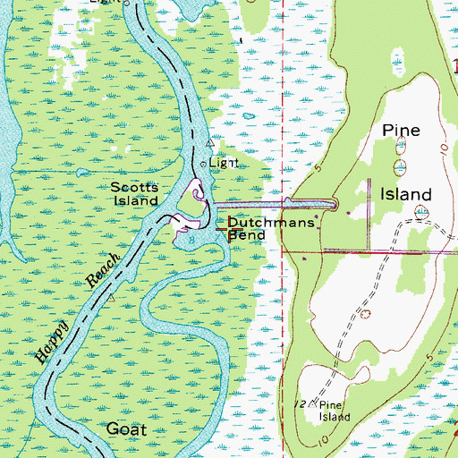 Topographic Map of Dutchmans Bend, FL